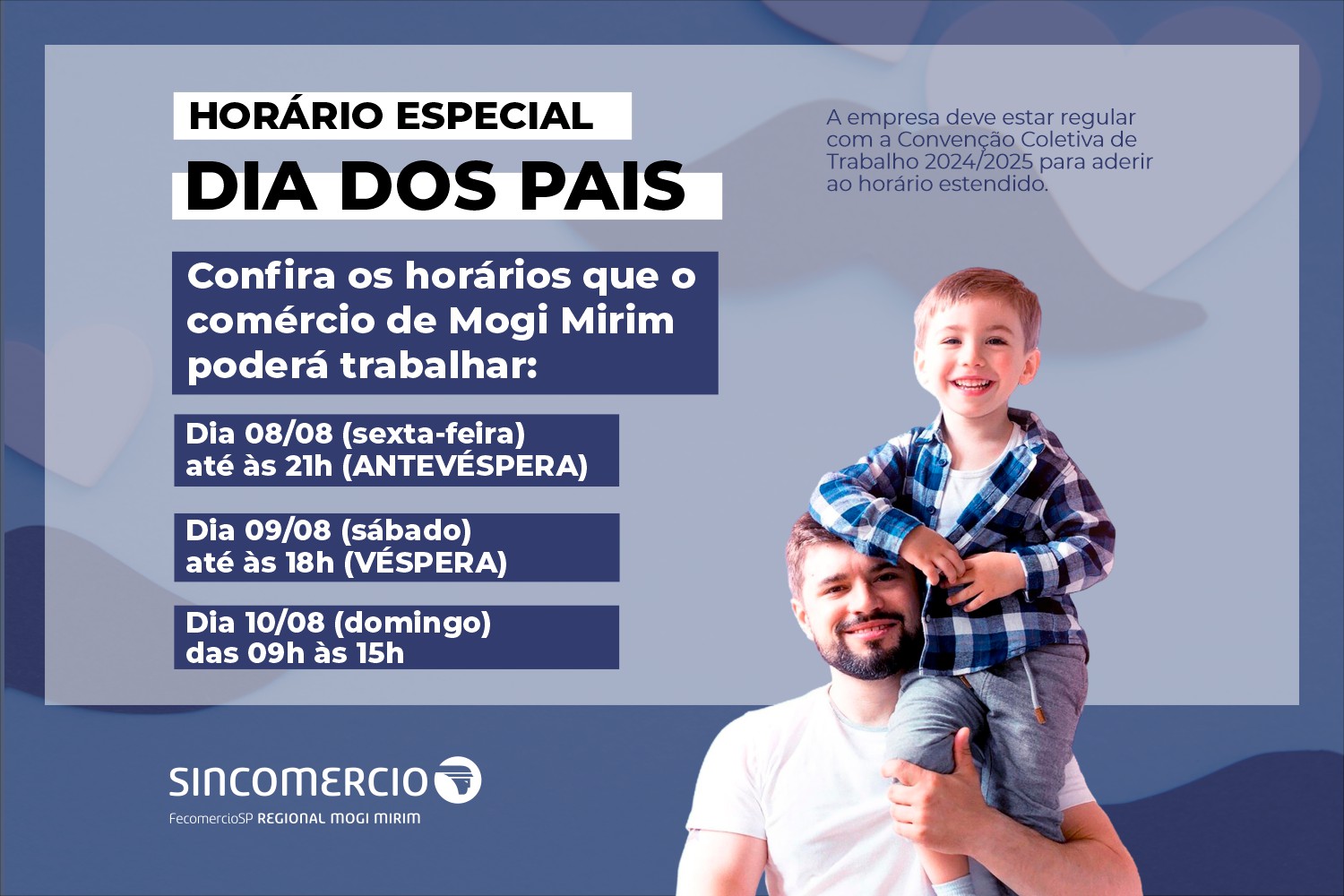 Horário Especial – Dia dos Pais